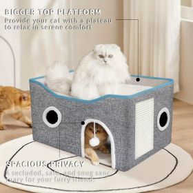 Super Wide Cat House For Indoor Cats, Amazon Logistics, And Wal Mart Platform (Color: Grey)